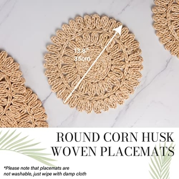 Laquedecraft 13.8" Round Corn Husk Placemats Set