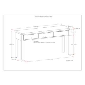 SIMPLIHOME Hollander SOLID WOOD 60 inch Wide Wide Console Sofa Entryway Table in Warm Walnut Brown w...