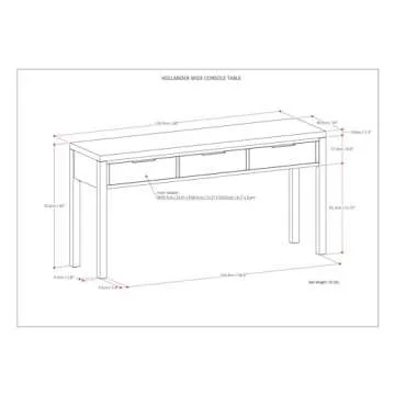 SIMPLIHOME Hollander SOLID WOOD 60 inch Wide Wide Console Sofa Entryway Table in Warm Walnut Brown w...