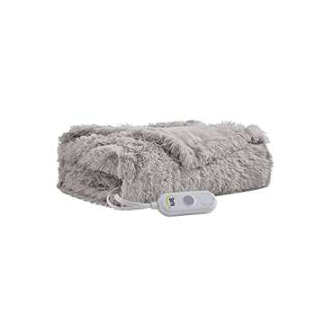 Serta Mila Shaggy Heated Throw Blanket - Soft Faux Fur Heated Blanket, Fast Heating, Auto Shut Off T...