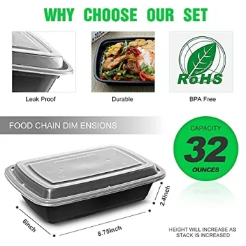Quality WGCC Meal Prep Containers, 32OZ Leak-proof Pack