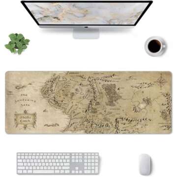 Gaming Mouse Pad XL Extended Large Mouse Mat Desk Pad 31.5"x11.8",Stitched Edges Non Slip Mousepad for Computer,Office,Keyboard and Laptop-Retro Earth Map