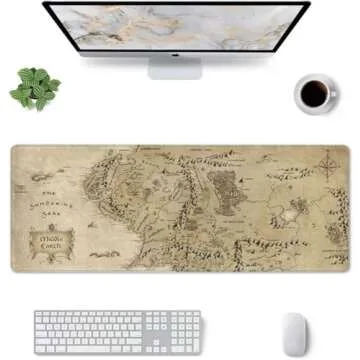 Gaming Mouse Pad XL Extended Large Mouse Mat Desk Pad 31.5"x11.8",Stitched Edges Non Slip Mousepad for Computer,Office,Keyboard and Laptop-Retro Earth Map