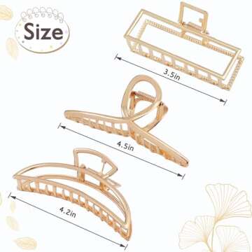 Mandydov 8 Pcs Hair Claw Clips, Including 3 Metal Hair Clips and 5 Square Matte Hair Clips, Non-Slip...