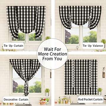 NATUS WEAVER Buffalo Check Tie Up Curtain - 42x45 Inches