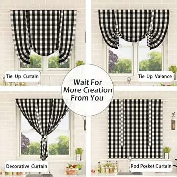 NATUS WEAVER Buffalo Check Tie Up Curtain - 42x45 Inches