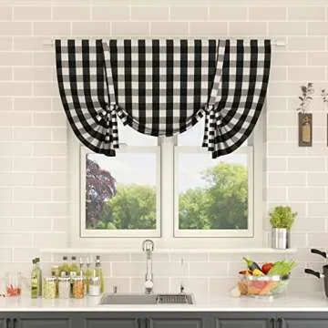 NATUS WEAVER Buffalo Check Tie Up Curtain - 42x45 Inches