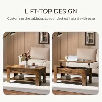 Yaheetech Vintage Lift Top Coffee Table with Hidden Storage