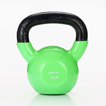 Amazon Basics Vinyl Kettlebell, 25 Pounds, Light Green