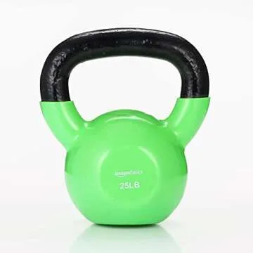 Amazon Basics Vinyl Kettlebell, 25 Pounds, Light Green