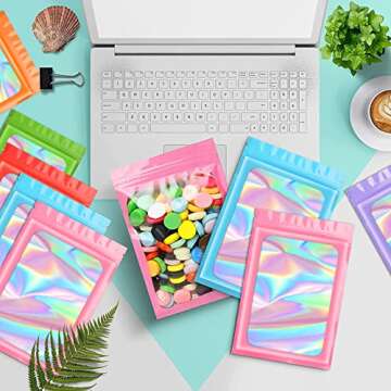 Funfery Holographic Mylar Bags for Food & Jewelry 100pcs