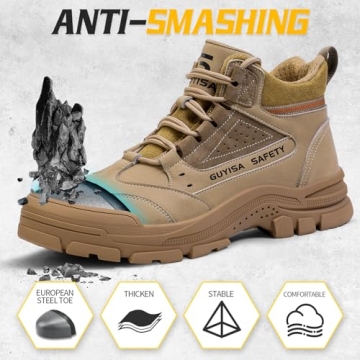 GUSAYEX Men's Lightweight Steel Toe Work Boots