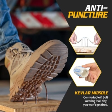 GUSAYEX Men's Lightweight Steel Toe Work Boots