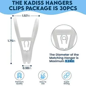 Multi-Purpose Hanger Clips - 30 Pack for Durable Storage