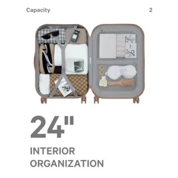 Stylish Lightweight 24 Inch Checked Luggage with Wheels