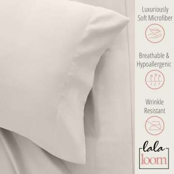 lalaLOOM Twin Bed Sheet Set, Soft Microfiber Hotel Luxury Bedding, Extra Deep Pocket, 3 Piece Sheets...