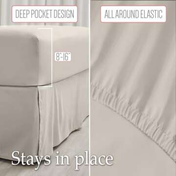 lalaLOOM Twin Bed Sheet Set, Soft Microfiber Hotel Luxury Bedding, Extra Deep Pocket, 3 Piece Sheets and Pillowcase Sets, Breathable Wrinkle, Fade Resistant, Easy Care Machine Washable Linen, Cream