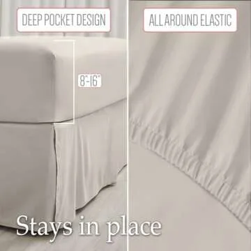 lalaLOOM Twin Bed Sheet Set, Soft Microfiber Hotel Luxury Bedding, Extra Deep Pocket, 3 Piece Sheets and Pillowcase Sets, Breathable Wrinkle, Fade Resistant, Easy Care Machine Washable Linen, Cream