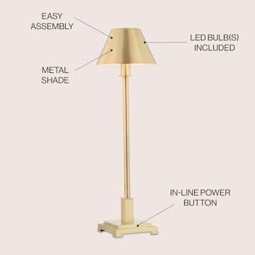 JONATHAN Y JYL6006B Roxy 26" Metal Shade LED Table Lamp Contemporary Modern Bedside Desk Nightstand ...