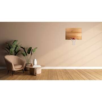 Cali Kiwi Pros Elite Mini Basketball Hoop & Ball Set, Wall Mount, Indoor Made in The USA Cedar Backboard. Includes 9” Hoop, Net, Pump & 5 Mini Basketballs. (Natural)