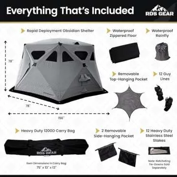 Obsidian Heavy Duty 4 Season Camping Tent – 6-8 Person Instant Shelter