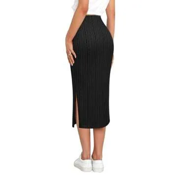 Trendy Zeagoo High Waist Knit Midi Skirt for Women
