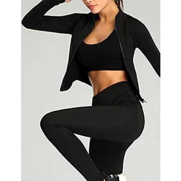 Yeokou Women’s Active Zip Up Jacket with Thumbhole Black