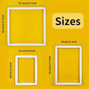 HAND U JOURNEY 2Pcs 17''x17'',11"x8" Universal Clip Frame Set, Square Rectangle Plastic Clip Frame for Embroidery, Quilting, Cross-Stitch, Punch Needle, Silk-Painting. Also Can be Used as 17''x11''