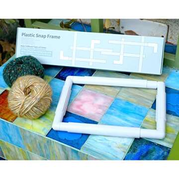 HAND U JOURNEY 2Pcs 17''x17'',11"x8" Universal Clip Frame Set, Square Rectangle Plastic Clip Frame for Embroidery, Quilting, Cross-Stitch, Punch Needle, Silk-Painting. Also Can be Used as 17''x11''