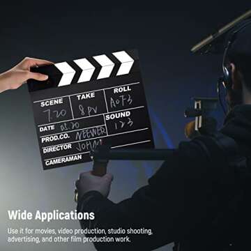 NEEWER Film Movie Clapper Board - Durable 12x11" Wooden Clapboard with Markers and Cleaning Kit
