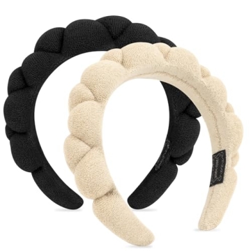 WHAVEL 2 Pack Spa Headband for Washing Face, Get Ready Headband Soft Terry Cloth Headbands Puffy Hai...