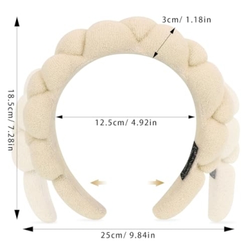 WHAVEL 2 Pack Spa Headband for Washing Face, Get Ready Headband Soft Terry Cloth Headbands Puffy Hair Band for Face Washing, Skincare, Makeup (Khaki, Black)