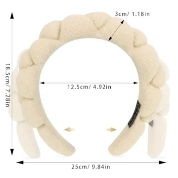 WHAVEL 2 Pack Spa Headband for Washing Face, Get Ready Headband Soft Terry Cloth Headbands Puffy Hair Band for Face Washing, Skincare, Makeup (Khaki, Black)