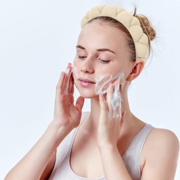 WHAVEL 2 Pack Spa Headband for Washing Face, Get Ready Headband Soft Terry Cloth Headbands Puffy Hair Band for Face Washing, Skincare, Makeup (Khaki, Black)