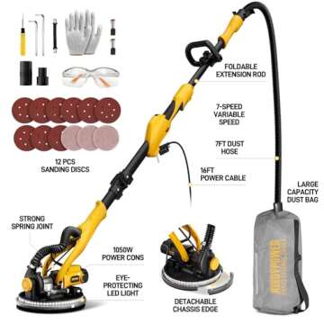 1050W Electric Drywall Sander with Dust Collection