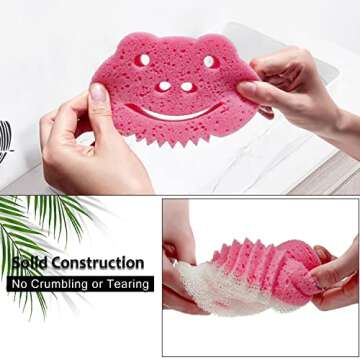 SmilePowo Double-Sided Bath Sponges, Personalized Frog Design, Soft&Gentle Cleaning Exfoliation, Loofah Body Scrubber Shower Body Sponges for Men,Women,Kids, 2 Packs Colorful as Gift for Family