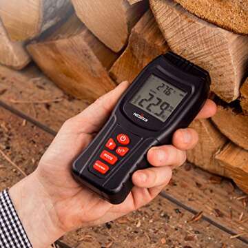 NoCry Digital Moisture Meter - Water Leak Detector and Thermometer for Wood & Building Materials, Battery and Replacement Electronic Probes Included