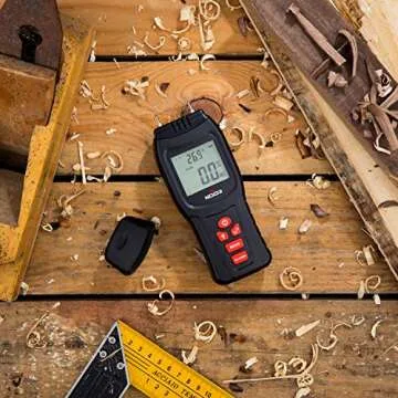 NoCry Digital Moisture Meter - Water Leak Detector and Thermometer for Wood & Building Materials, Battery and Replacement Electronic Probes Included