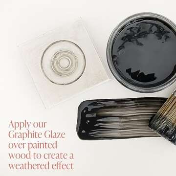 Furniture Glaze - Antique Patina Special Effects Glaze for Chalk Style Furniture Paint, Eco-Friendly Wood Stain, 6 Color Choices - Graphite [Black] - Pint (16 oz)