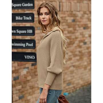 MEROKEETY Women's Batwing Long Sleeve Pullover Sweater