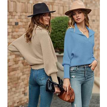 MEROKEETY Women's Batwing Long Sleeve Pullover Sweater