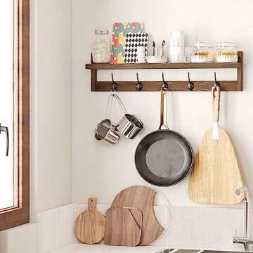 Stylish AMBIRD Wall Hooks with Shelf for Easy Organization