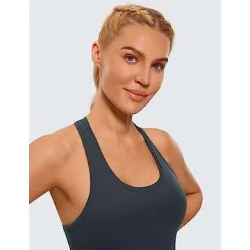 CRZ YOGA Butterluxe Racerback Workout Tank Tops for Women Sleeveless Camisole Gym Athletic Yoga Shirts True Navy Small