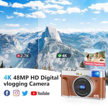 4K Digital Camera, Photography Autofocus 48MP YouTube Vlogging Camera, 16X Digital Zoom Video Camera...