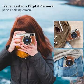 4K Digital Camera, Photography Autofocus 48MP YouTube Vlogging Camera, 16X Digital Zoom Video Camera Anti-Shake with 32GB Micro Card, Compact Point and Shoot Travel Cameras for Gifts(Brown)