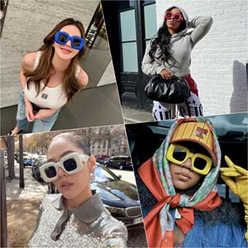 VANLINKER Cute Square Inflated Sunglasses for Women Men Trendy Chunky Glasses Retro Thick Frame Funny Mask Shades VL9733 Y2K Pink