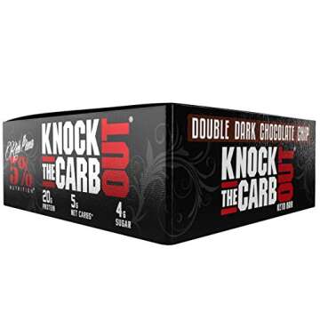 Rich Piana 5% Nutrition 'KTCO' Knock The Carb Out Keto Bars, High Protein Snack, Low Sugar, Keto-Friendly Meal Replacement with Fiber, Egg Whites, 10 Count (Double Dark Chocolate Chip)