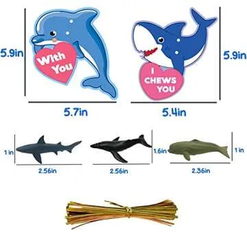 UMEELR 36 Pack Valentines Day Gifts Cards with Sea Ocean Animal Figurines Toys, Valentine's Greeting Cards for Kids Valentine's School Classroom Prize Party Favor Toys, Valentine Gift Exchange