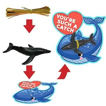 UMEELR 36 Pack Valentines Day Gifts Cards with Sea Ocean Animal Figurines Toys, Valentine's Greeting Cards for Kids Valentine's School Classroom Prize Party Favor Toys, Valentine Gift Exchange