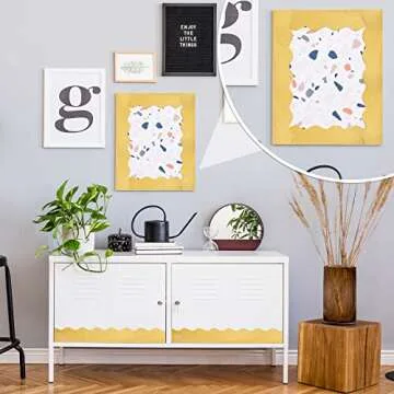 Yexiya 65 Feet Self Adhesive Bulletin Board Borders Glitter Scalloped Trim Shine Glitter Bulletin Board Sticker Border for Classroom School Decoration(Gold)